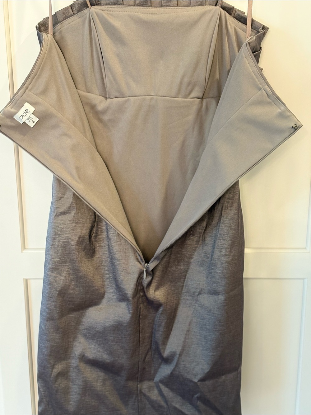Cache Strapless Metallic Silver Ruched Cocktail Dress - Picture 7 of 7